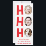 Ho Ho Ho Holiday Photo Card with Patterned Backer<br><div class="desc">**Make your photos fit by clicking "Customise It" then hit the "Edit" button and scroll down to "Crop Image" to make your photos fit without overlapping** Personalise this funny and merry spirited Christmas holiday photo card with three of your own photos as well as a personalised message of good cheer....</div>