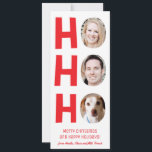 Ho Ho Ho Holiday Photo Card with Patterned Backer<br><div class="desc">**Make your photos fit by clicking "Customise It" then hit the "Edit" button and scroll down to "Crop Image" to make your photos fit without overlapping** Personalise this funny and merry spirited Christmas holiday photo card with three of your own photos as well as a personalised message of good cheer....</div>