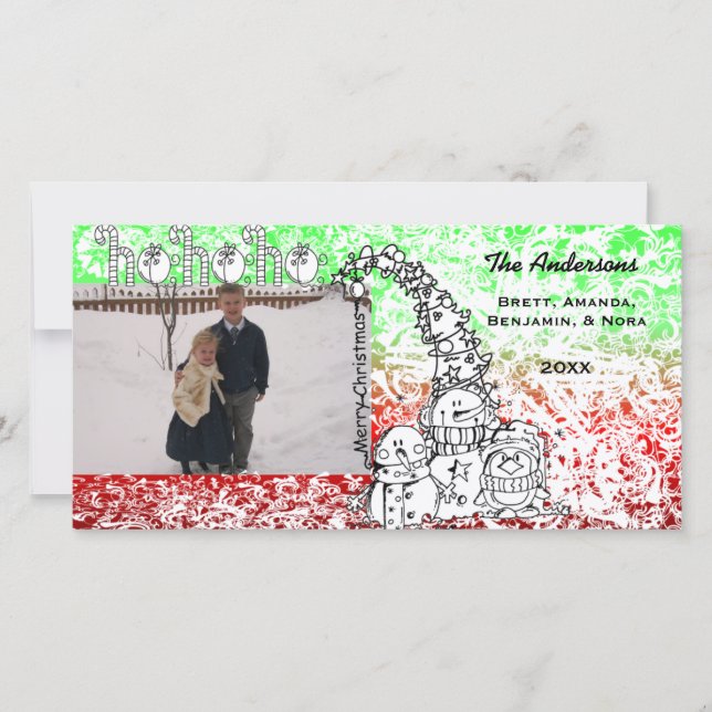 Ho Ho Ho Holidays Photo Card (Front)