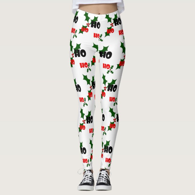 Ho Ho Ho Holly & Berries Leggings (Front)