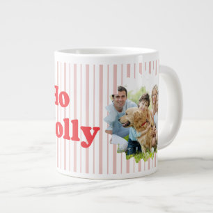 Ho Ho Ho Holy Jolly Christmas Striped Large Coffee Mug