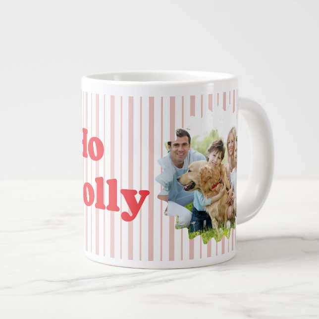 Ho Ho Ho Holy Jolly Christmas Striped Large Coffee Mug (Front Right)