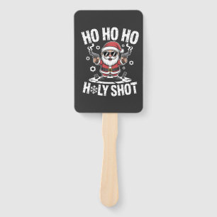 Ho Ho Ho Holy Shot Santa with Gun America USA Chri Hand Fan