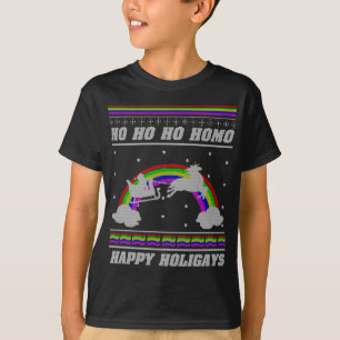 Ho Ho Ho Homo Happy Holigays LGBT Ugly Christmas S T-Shirt