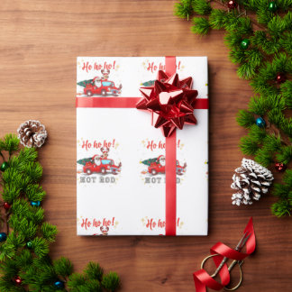 Ho ho ho Hot Rod Christmas Santa Reindeer Truck Wrapping Paper