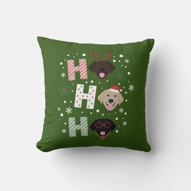 Ho Ho Ho Labrador Retriever Merry Christmas Cushion (Front)