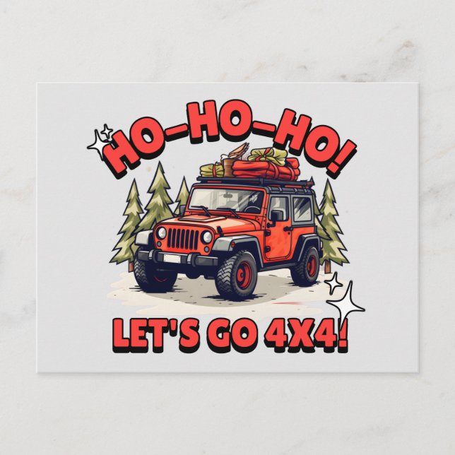 Ho-Ho-Ho! Let's go 4x4! Holiday Postcard (Front)