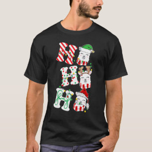 Ho Ho Ho Llama Lights Santa Hat reindeer ELF Chris T-Shirt
