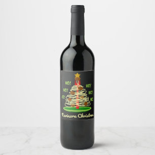 Ho! Ho! Ho! Marinara Christmas Pasta Tree Wine Label