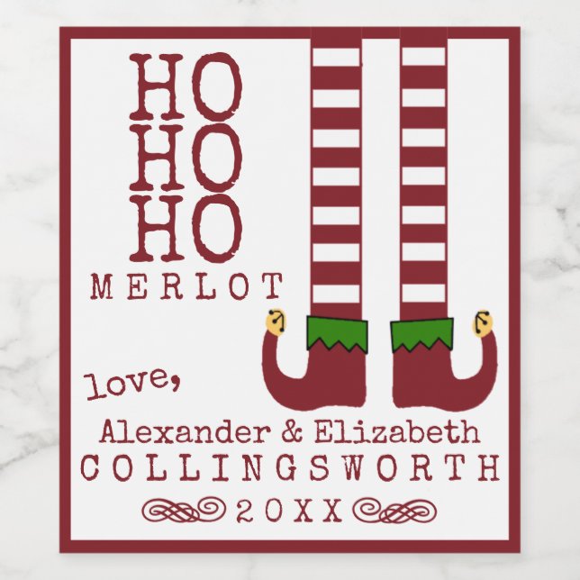 Ho Ho Ho Merlot Christmas Wine Label Personalised (Single Label)