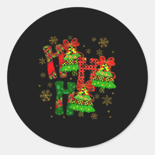 Ho Ho Ho Merry Christmas Coquette Bow Xmas Trees H Classic Round Sticker