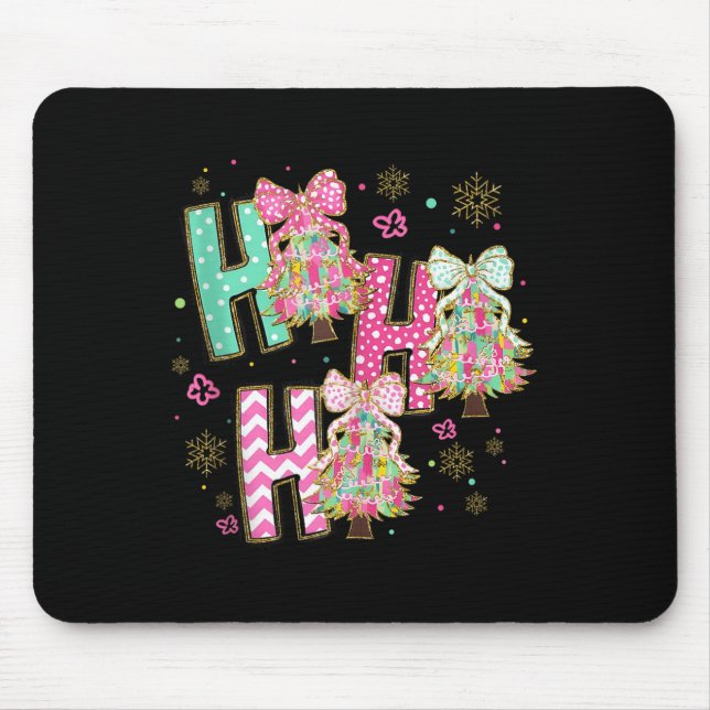 Ho Ho Ho Merry Christmas Coquette Bow Xmas Trees H Mouse Mat (Front)