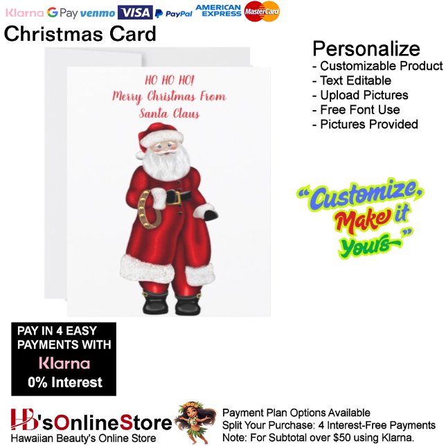 HO HO HO! Merry Christmas From Santa Claus  Holiday Card (HO HO HO! Merry Christmas From Santa Claus Christmas Holiday Card 3.)