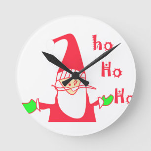 Ho Ho Ho Merry Christmas From Santa.png Round Clock