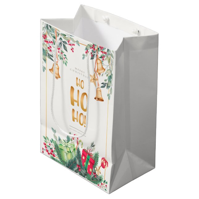 Ho Ho Ho Merry Christmas Medium Gift Bag (Front Angled)