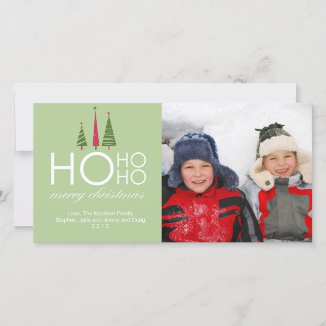 Ho Ho Ho Merry Christmas Photo Card (Front)