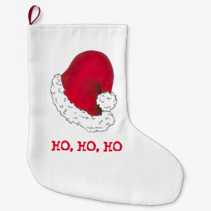 Ho Ho Ho Merry Christmas Red Santa Claus Holiday Large Christmas Stocking