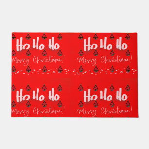 Ho Ho Ho Merry Christmas Red Santa Cruz Hat  Doormat