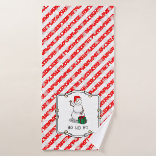 Ho Ho Ho Merry Christmas Santa Cute Snowman Bath Towel Set