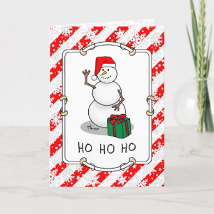 Ho Ho Ho Merry Christmas Santa Cute Snowman Card