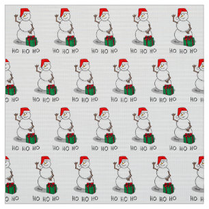 Ho Ho Ho Merry Christmas Santa Cute Snowman Fabric