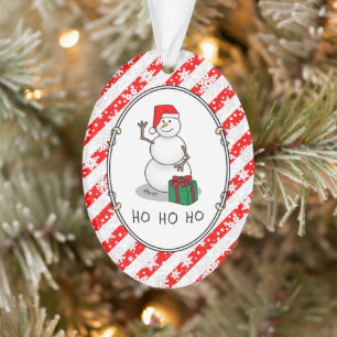 Ho Ho Ho Merry Christmas Santa Cute Snowman Ornament