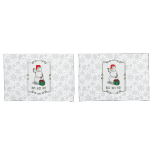 Ho Ho Ho Merry Christmas Santa Cute Snowman Pillowcase