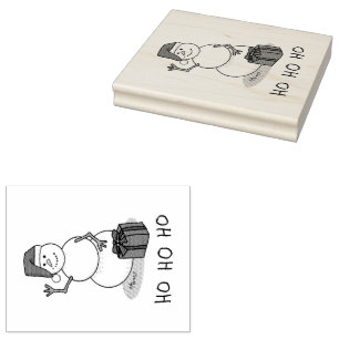 Ho Ho Ho Merry Christmas Santa Cute Snowman Rubber Stamp
