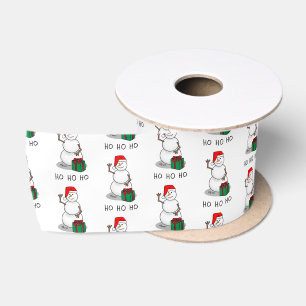 Ho Ho Ho Merry Christmas Santa Cute Snowman Satin Ribbon