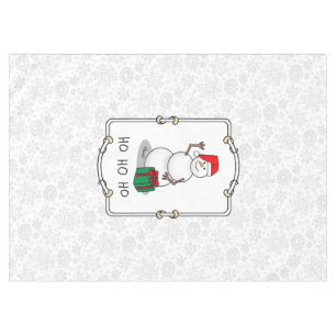 Ho Ho Ho Merry Christmas Santa Cute Snowman Tablecloth