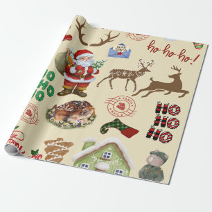Ho ho ho Merry Christmas Santa mail Brown Wrapping Paper
