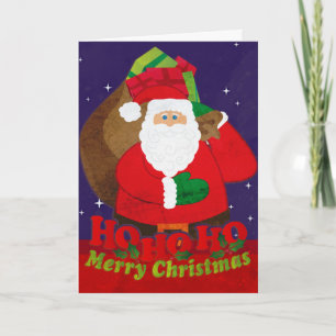 Ho Ho Ho Merry Christmas Santa sack night card