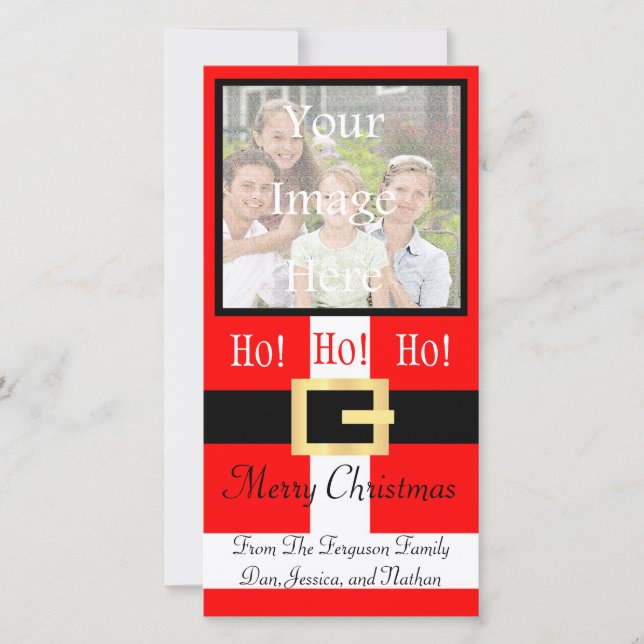 Ho ho ho Merry Christmas Santa Suit Photocard Holiday Card (Front)