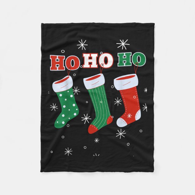 Ho-ho-ho Merry Christmas Tree Xmas Family Christma Fleece Blanket (Front)