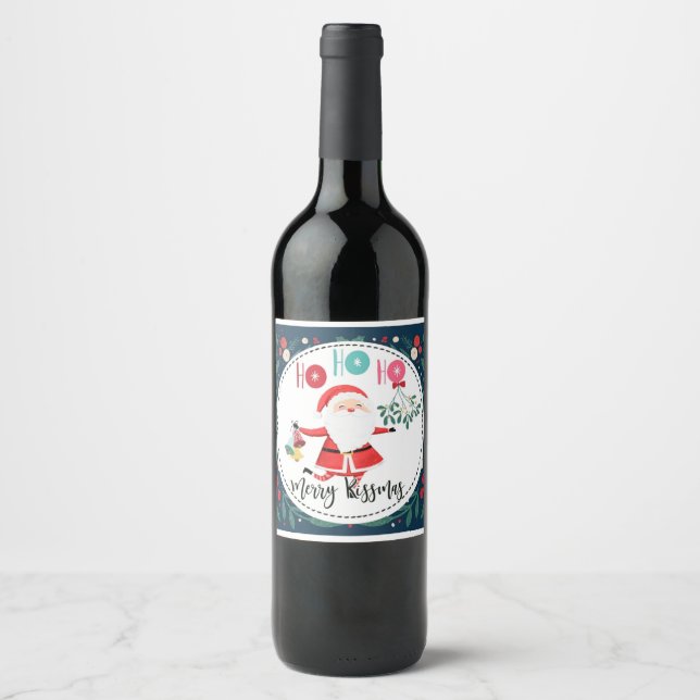 ho ho ho merry kissmass gift for boyfriend wife wine label (Front)