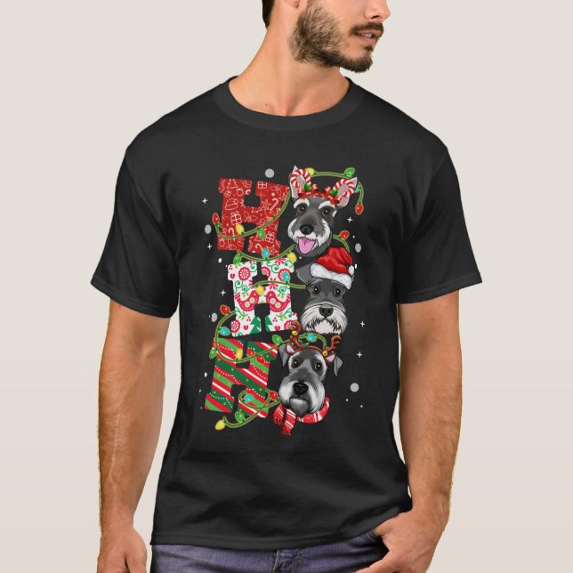 Ho Ho Ho Miniature Schnauzer Cute Dog Lovers Chris T-Shirt (Front)