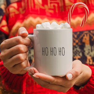 Ho Ho Ho Minimalist Black and White Christmas Coffee Mug