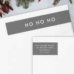 Ho Ho Ho Minimalist Christmas Grey Return Address Wrap Around Label<br><div class="desc">Simple,  stylish "Ho Ho Ho" wrap around label in monochrome black and white with a modern minimalist typography in white which can be easily personalised with your own greeting,  family name & address to pair with our matching holiday card range!</div>
