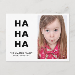 Ho Ho Ho Minimalist Clean Christmas Photo Holiday Postcard