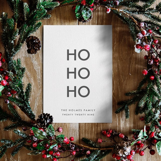 Ho Ho Ho | Minimalist Clean Simple White Christmas Holiday Card (Creator Uploaded)