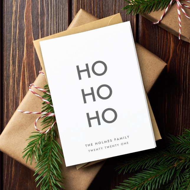 Ho Ho Ho | Minimalist Clean Simple White Christmas Holiday Card (Creator Uploaded)