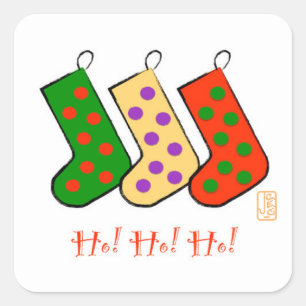 Ho! Ho! Ho! Mod Stockings Merry Christmas  Square Sticker