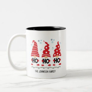 HO HO HO Modern Cute Gnome Design   Personalised Two-Tone Coffee Mug