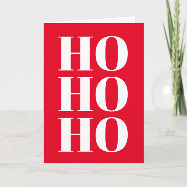 Ho Ho Ho modern red Merry Christmas greeting card (Front)