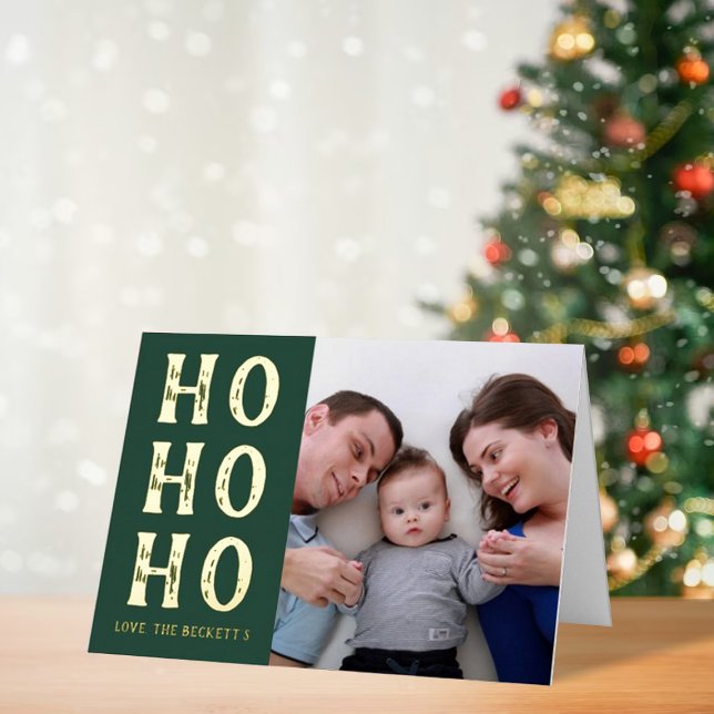 HO HO HO | Modern Typography Christmas Photo Real Foil Holiday Card (Creator Uploaded)