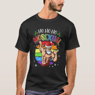 Ho Ho Ho Mosexual Gay Santa Costume Rainbow LGBT P T-Shirt