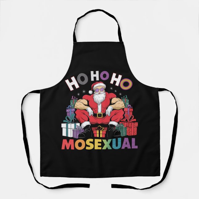 Ho Ho Ho Mosexual Gay Santa LGBT Gay Pride Xmas Apron (Front)
