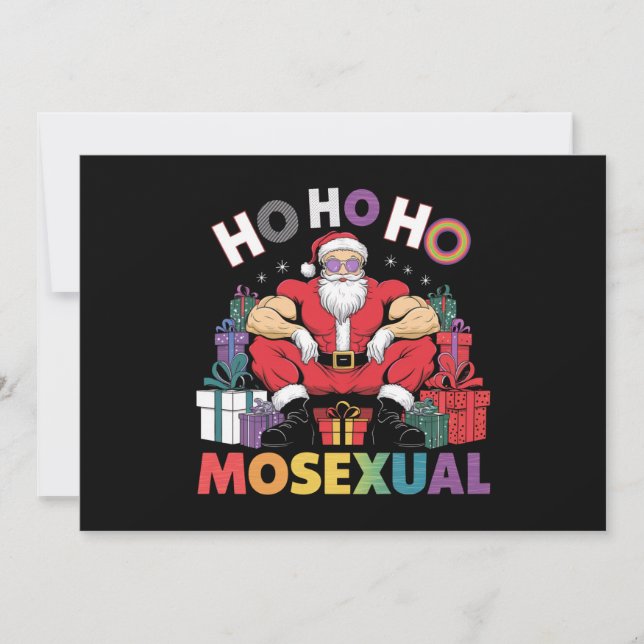 Ho Ho Ho Mosexual Gay Santa LGBT Gay Pride Xmas Invitation (Front)
