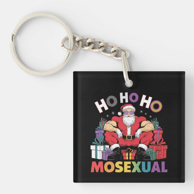 Ho Ho Ho Mosexual Gay Santa LGBT Gay Pride Xmas Key Ring (Front)