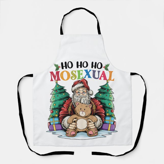 Ho Ho Ho Mosexual Gay Santa LGBTQ Gay Christmas  Apron (Front)